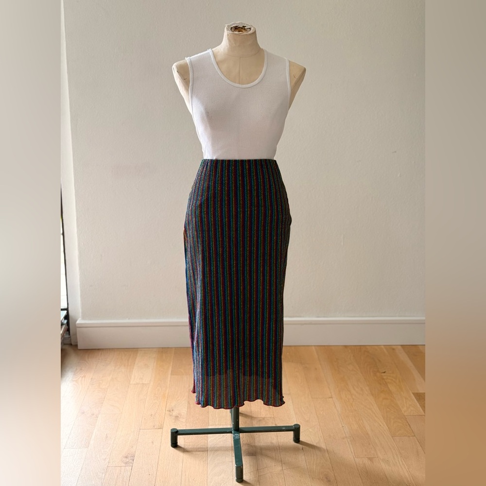 Urban Outfitters Metallic Rainbow Striped Pencil Skirt